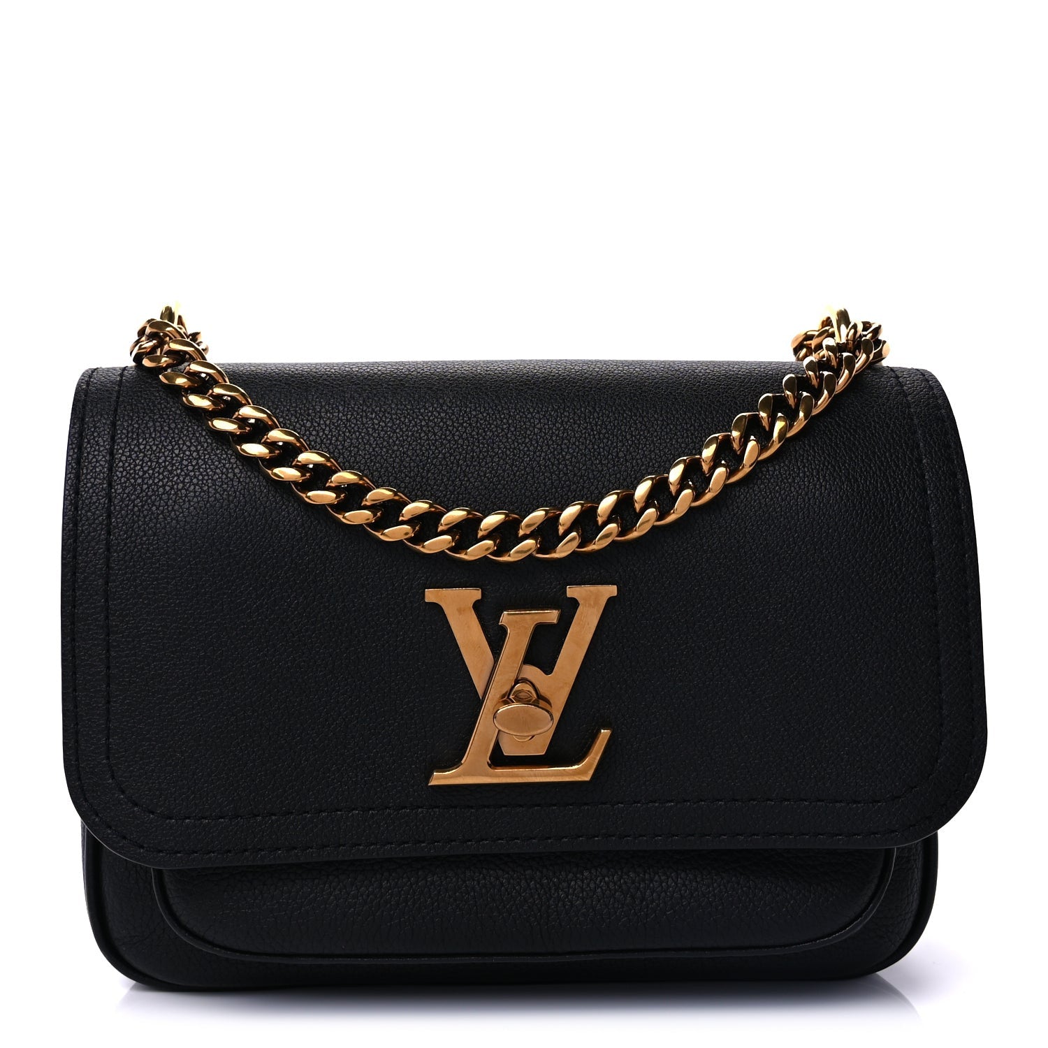 Louis Vuitton Grained Calfskin Lockme Chain Bag PM Black 2 of 9