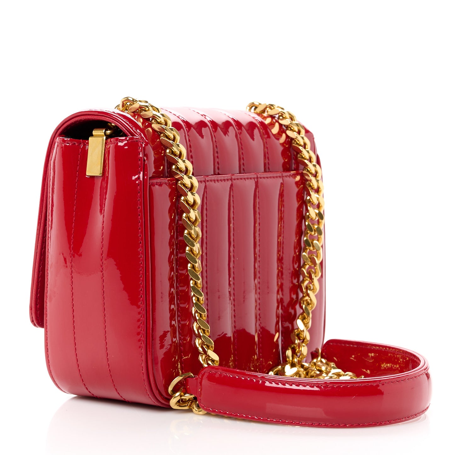 Patent Matelasse Monogram Small Vicky Chain Bag Red