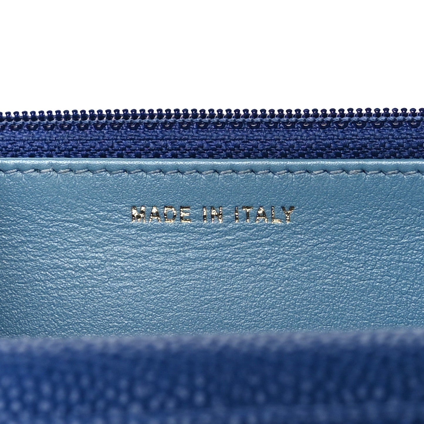 Grained Calfskin Quilted Cuba Wallet On Chain WOC Blue