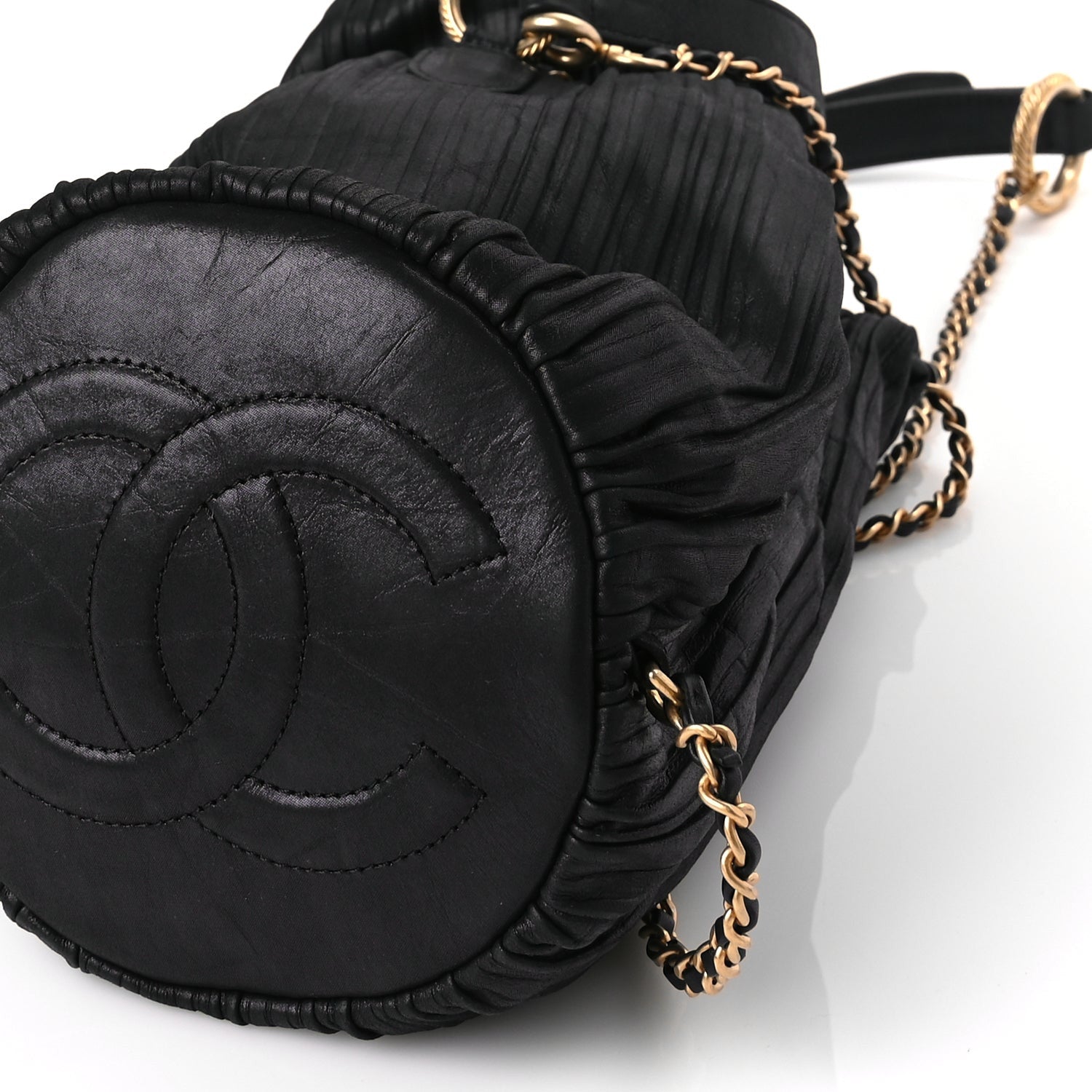 Chanel Iridescent Crumpled Calfskin Small Coco Pleats Backpack Black 9 of 9