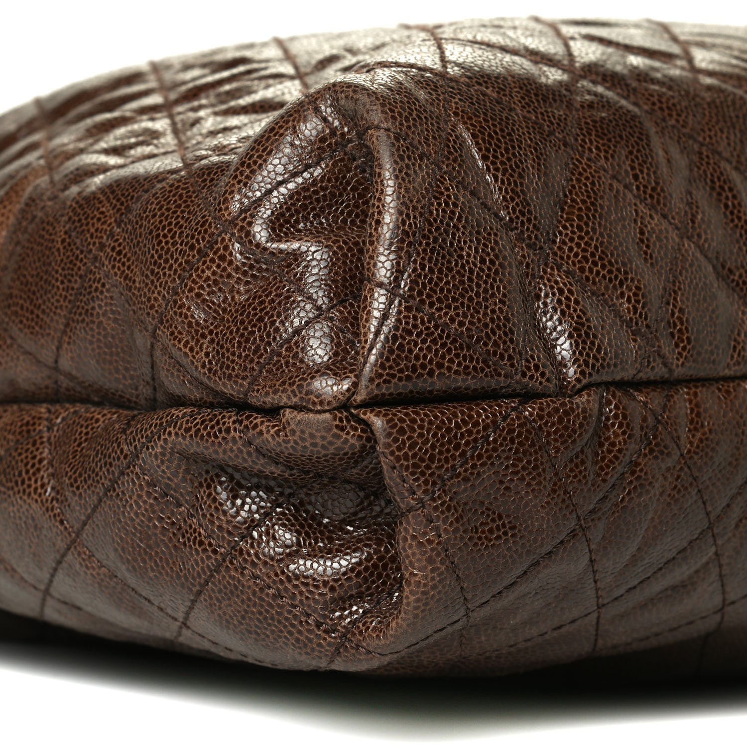 Chanel Distressed Glazed Caviar Quilted Large Elastic Tote Brown 10 of 13