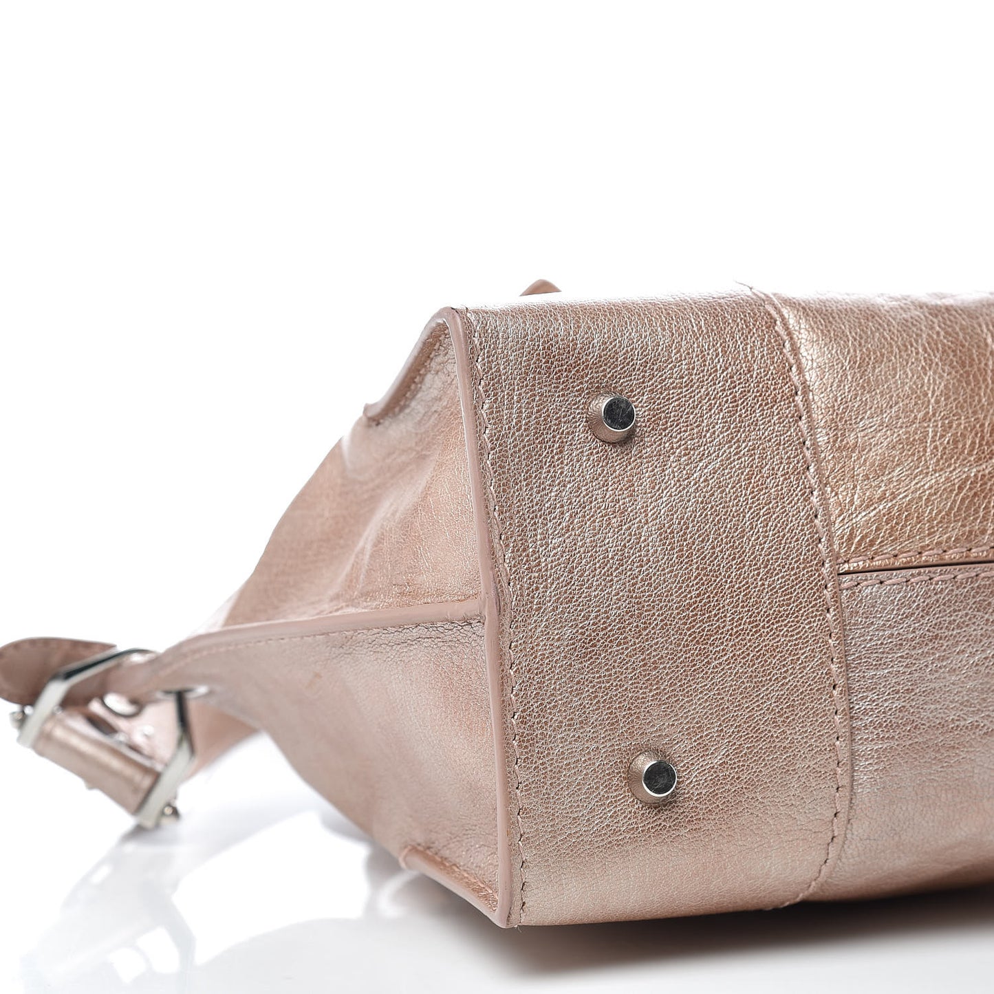 Metallic Grained Goatskin Small Legend Satchel Pink