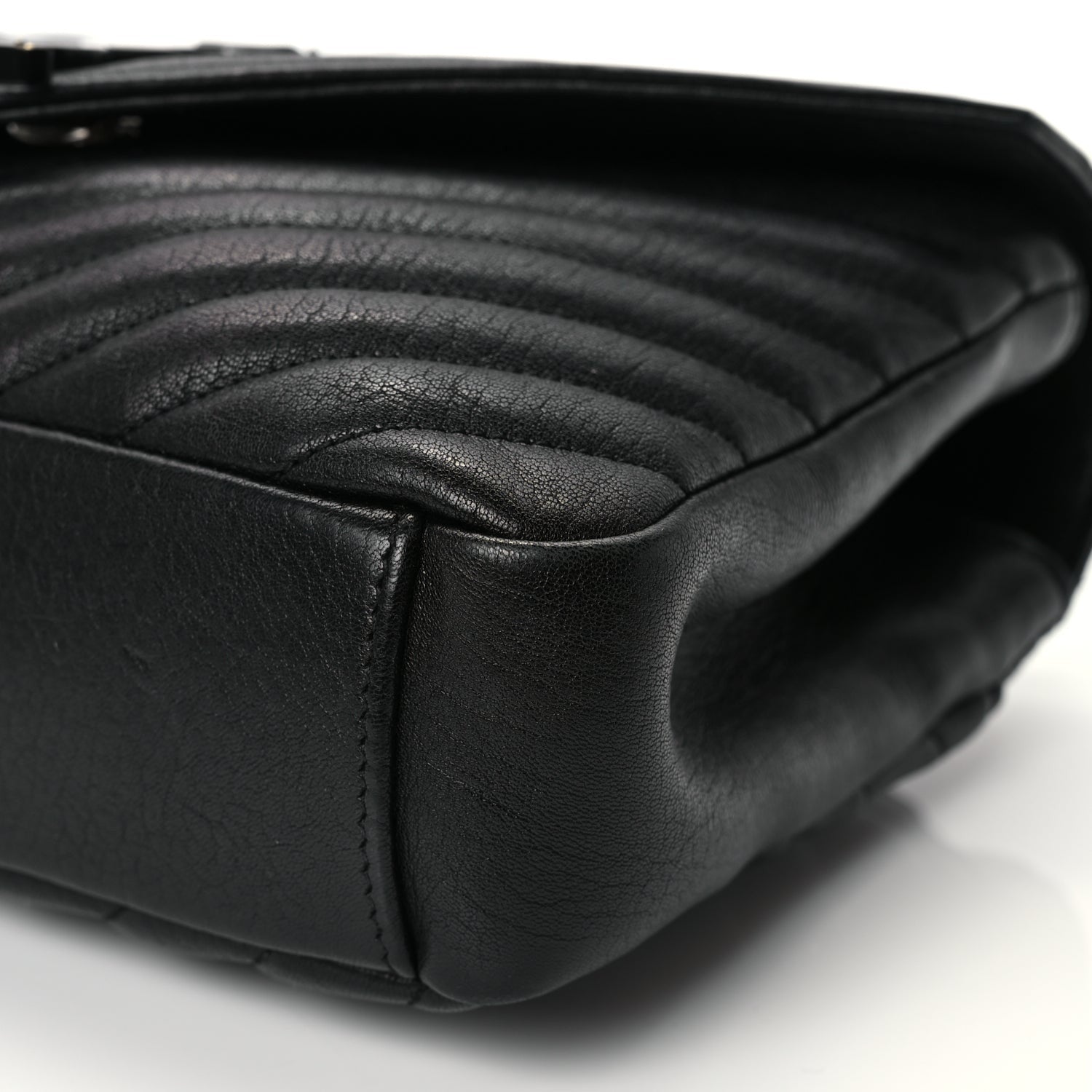 Saint Laurent Sheepskin Matelasse Chevron Monogram Monochrome Medium College Bag Black 9 of 10