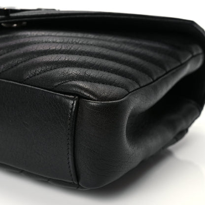 Saint Laurent Sheepskin Matelasse Chevron Monogram Monochrome Medium College Bag Black 9 of 10