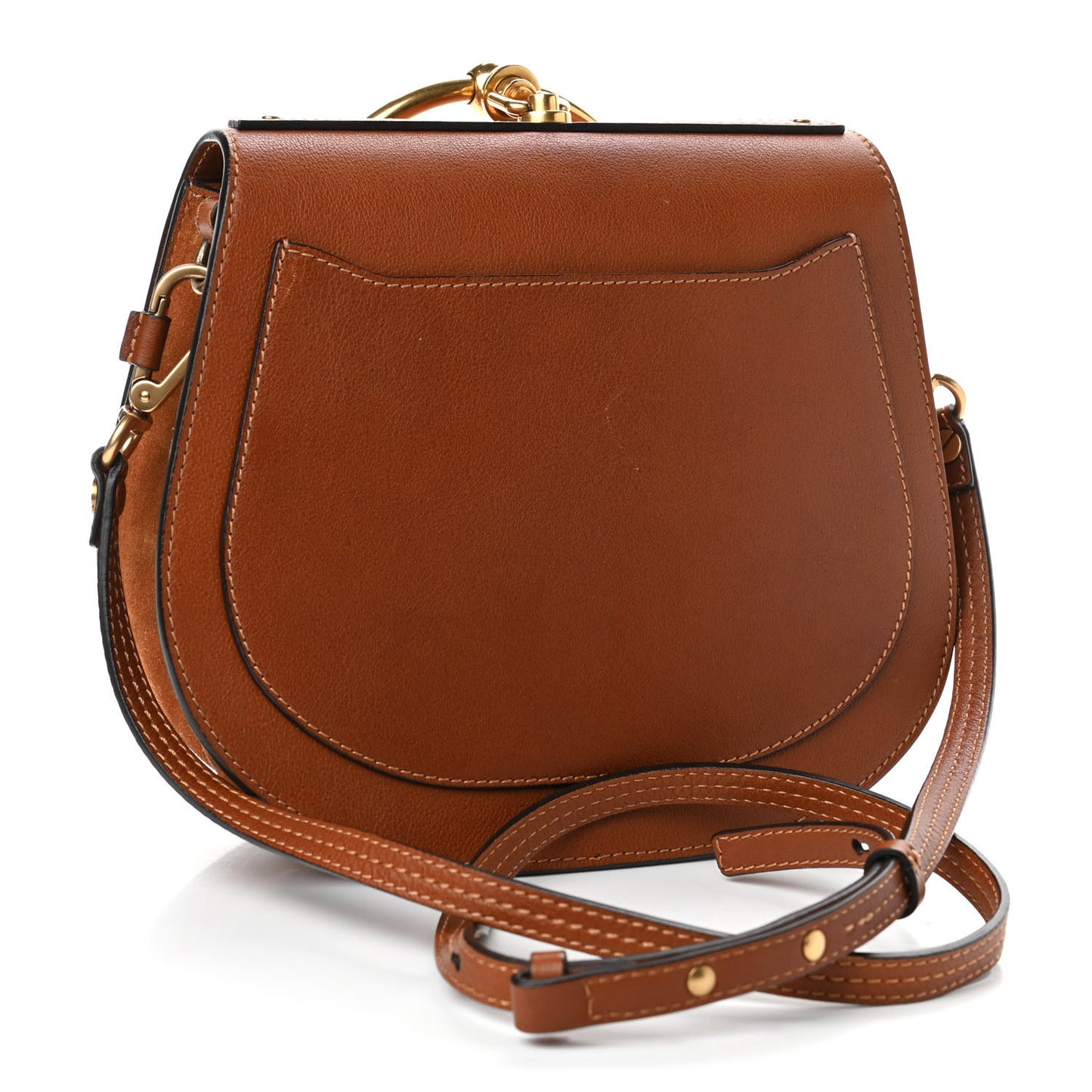 Calfskin Suede Medium Nile Bracelet Bag Caramel