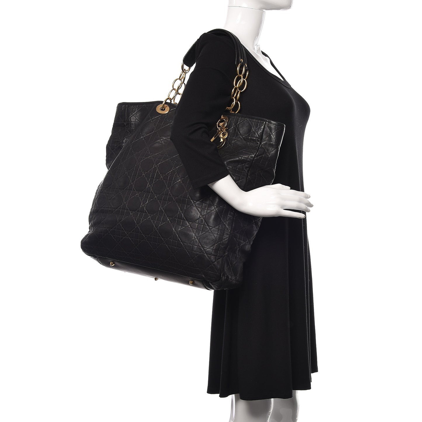 Lambskin Cannage Dior Soft Shopping Tote Black