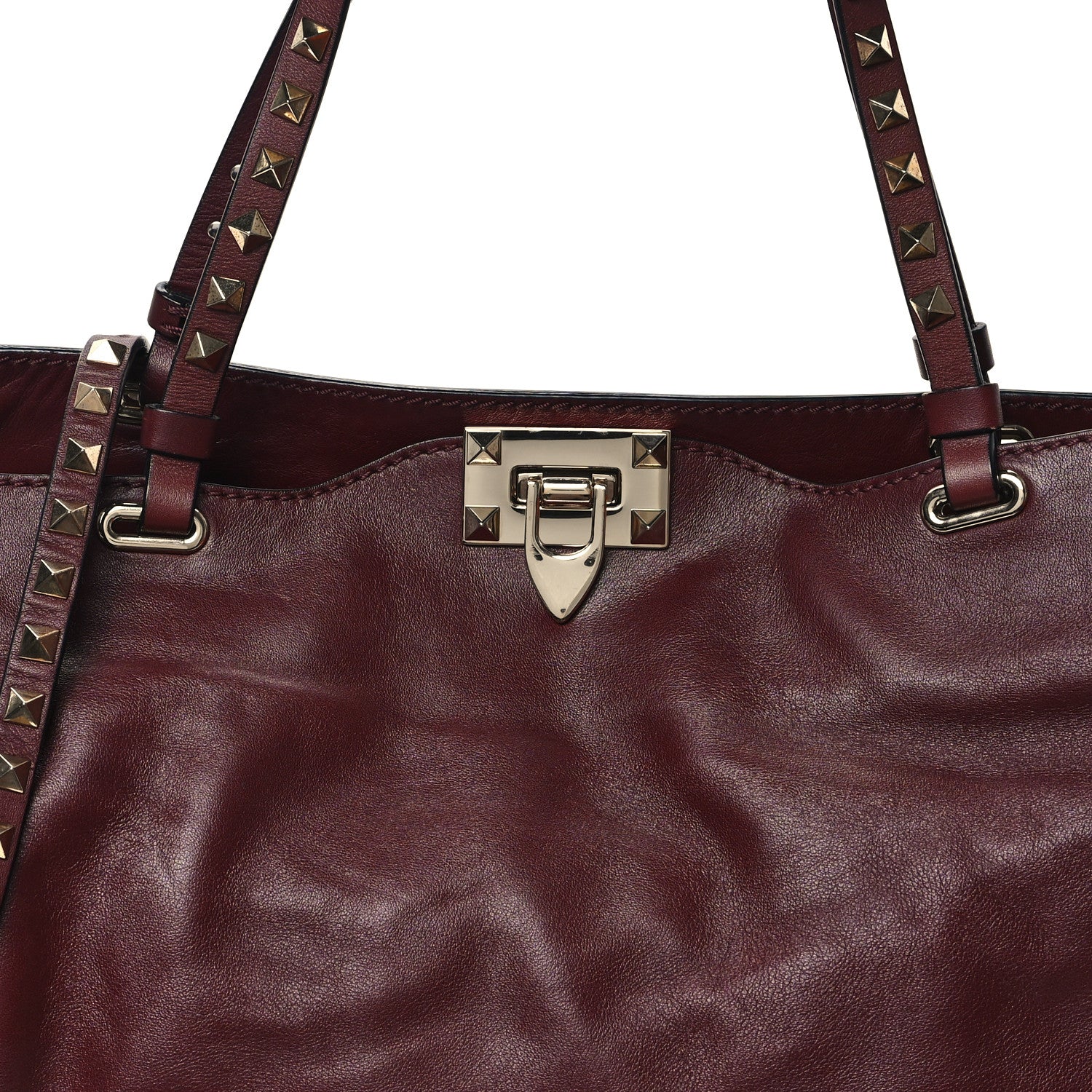 Valentino Garavani Vitello Medium Rockstud Tote Camelia 7 of 11