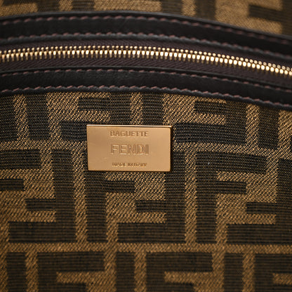 Fendi Fabric Jacquard FF 1974 Medium Baguette Tobacco Moro Black 6 of 10