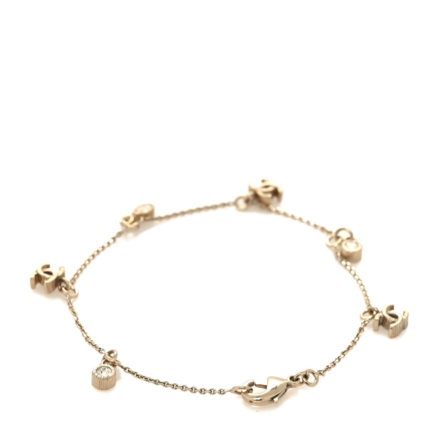 Chanel Crystal Charm CC Bracelet Gold 3 of 5