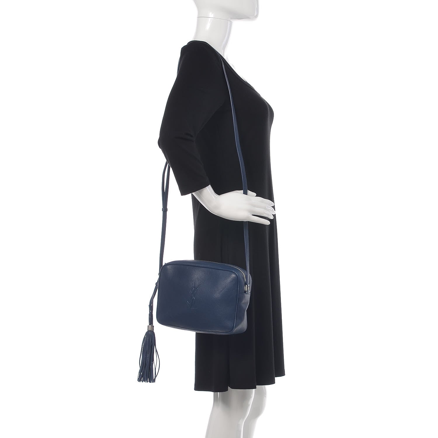 Saint Laurent Calfskin Monogram Small Lou Camera Bag Blue 2 of 9