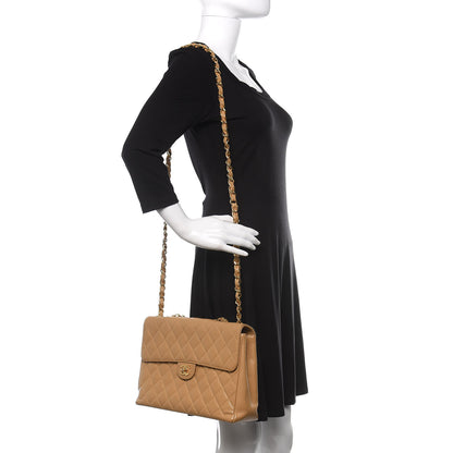 Chanel Caviar Quilted Jumbo Single Flap Beige 2 of 11