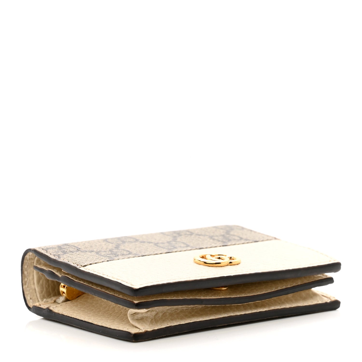 Gucci Dollar Calfskin GG Supreme Monogram GG Marmont Card Case Mystic White Beige Ebony 4 of 8