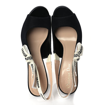 Christian Dior Technical Canvas Ribbon J'Adior Slingback 85mm Sandals 39 Black 2 of 9