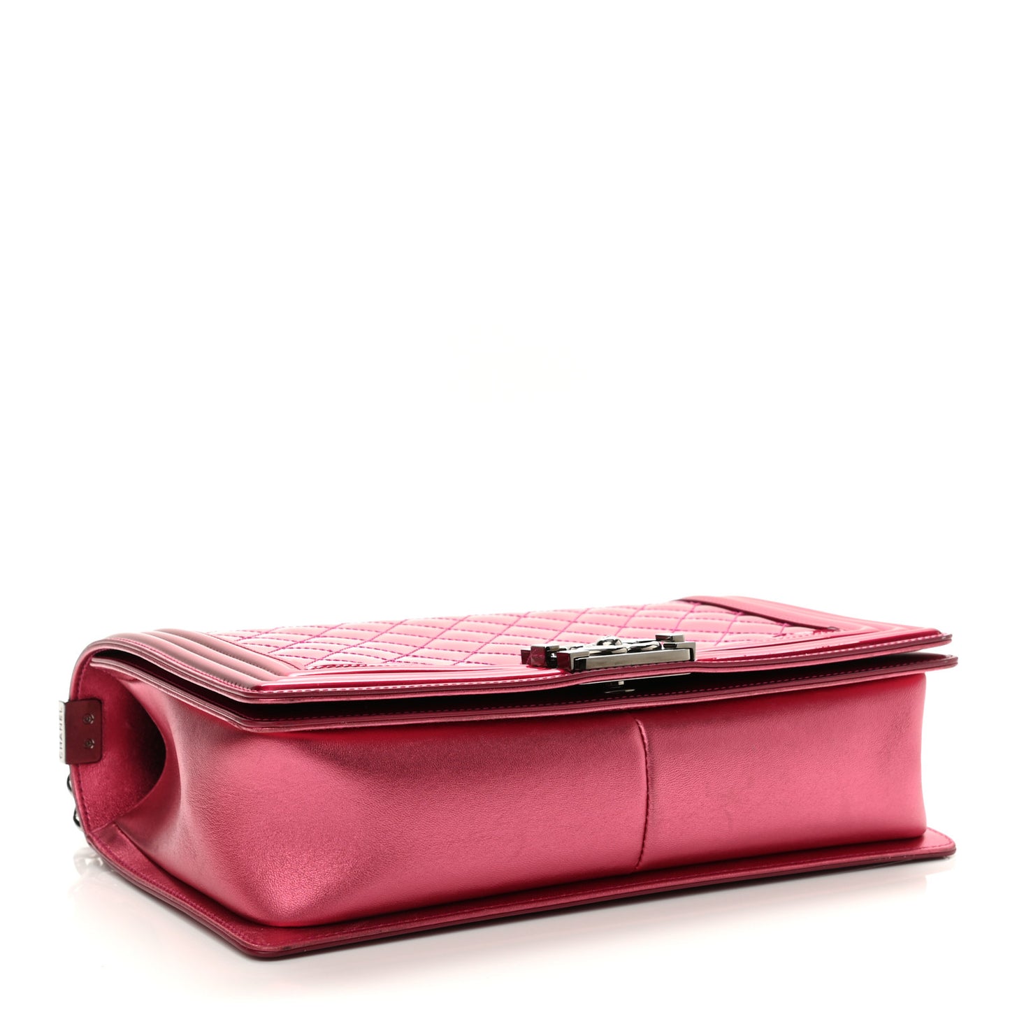Metallic Patent Quilted New Medium Boy Flap Fuchsia