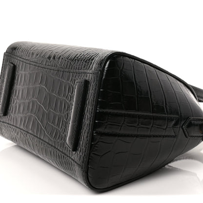 Givenchy Calfskin Crocodile Embossed Mini Antigona Black 7 of 8