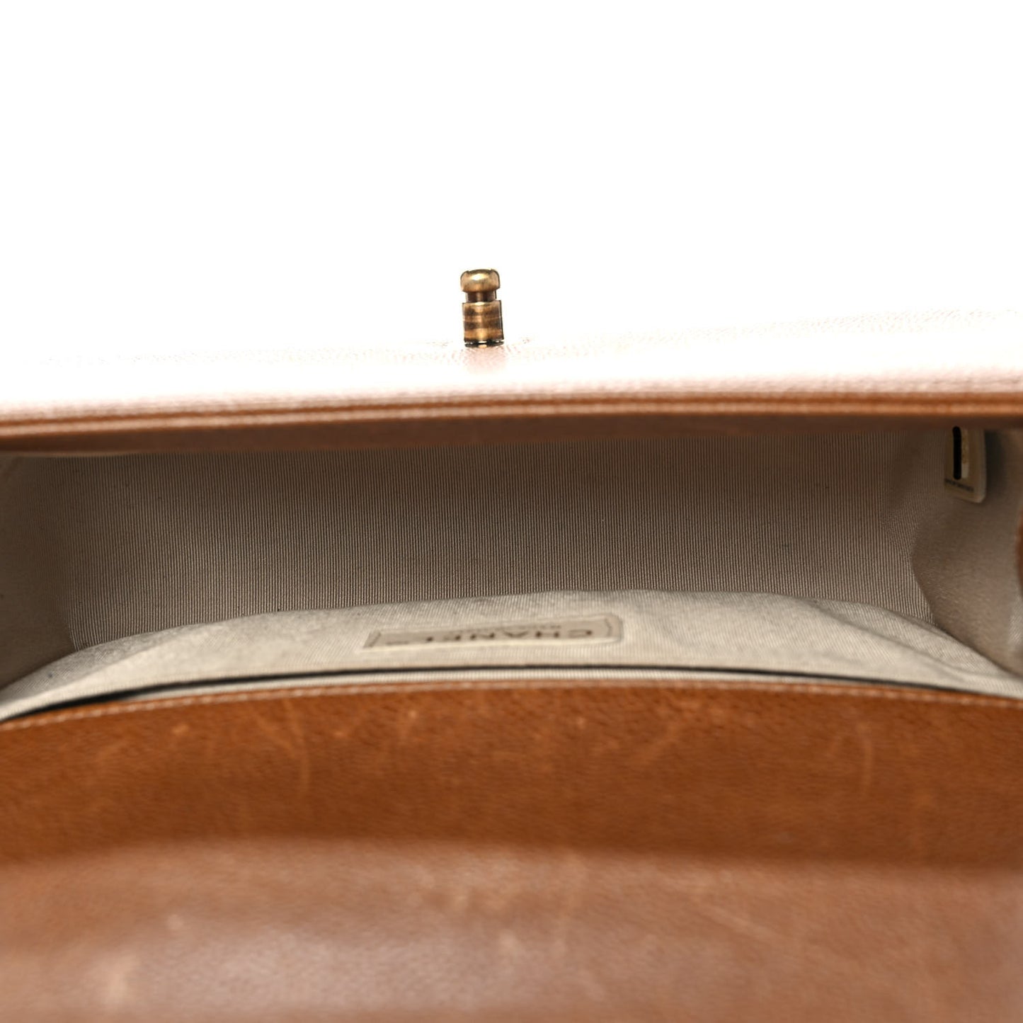 Caviar Quilted Medium Boy Flap Light Brown