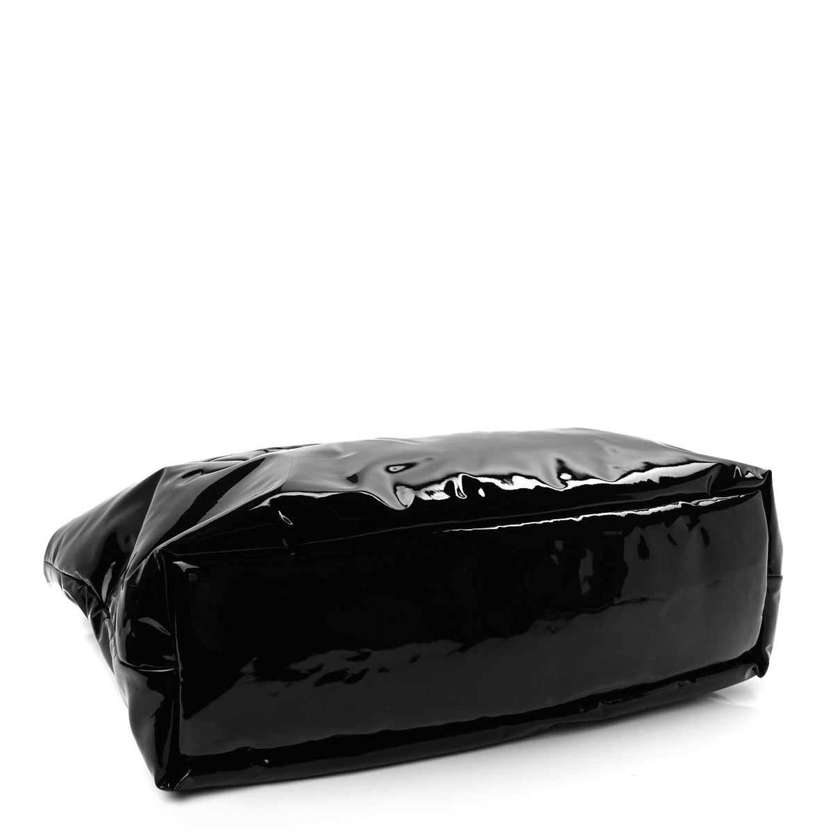 Patent Wide Puffer Maxi Tote Black
