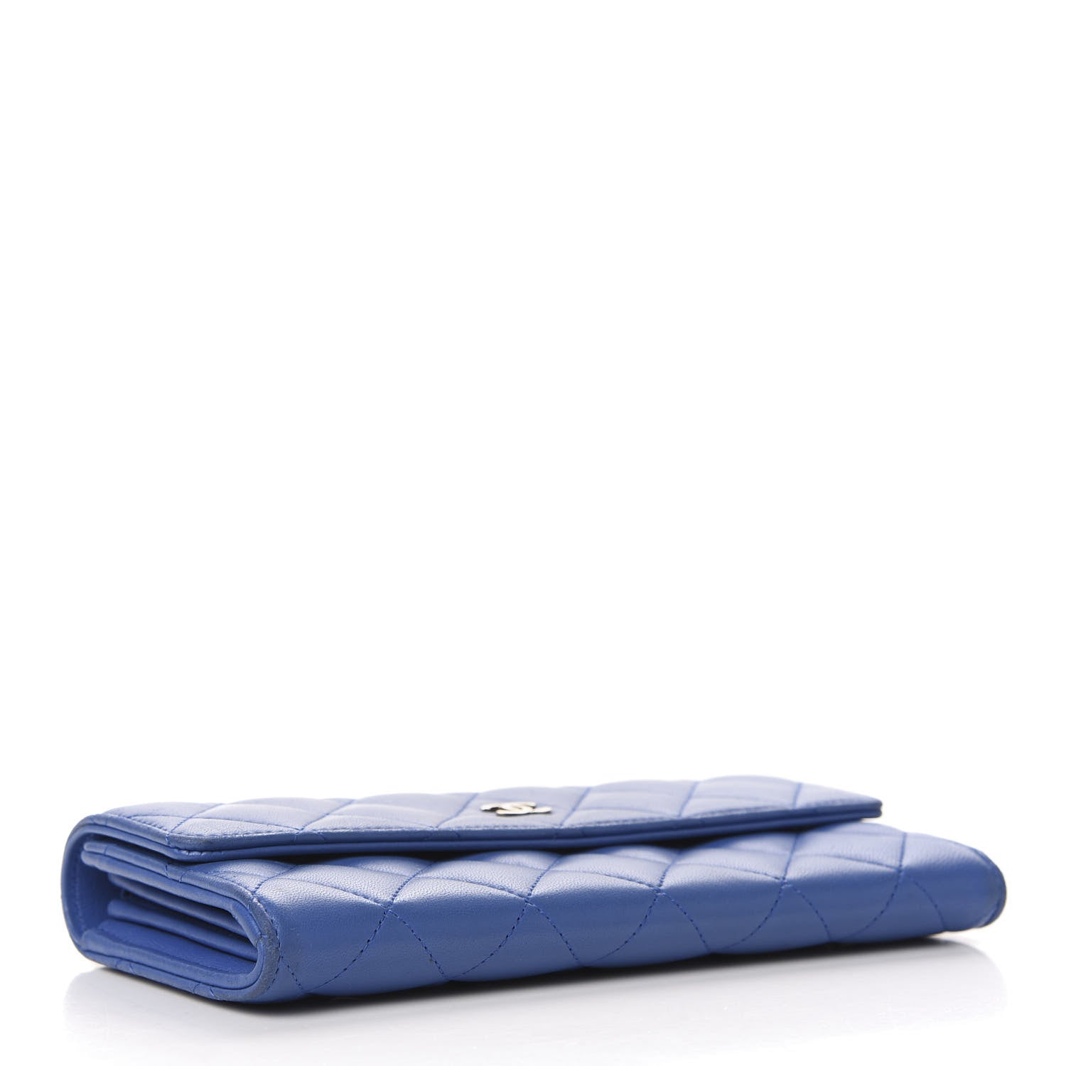 Chanel Lambskin Quilted Large Gusset Flap Wallet Blue 4 of 10