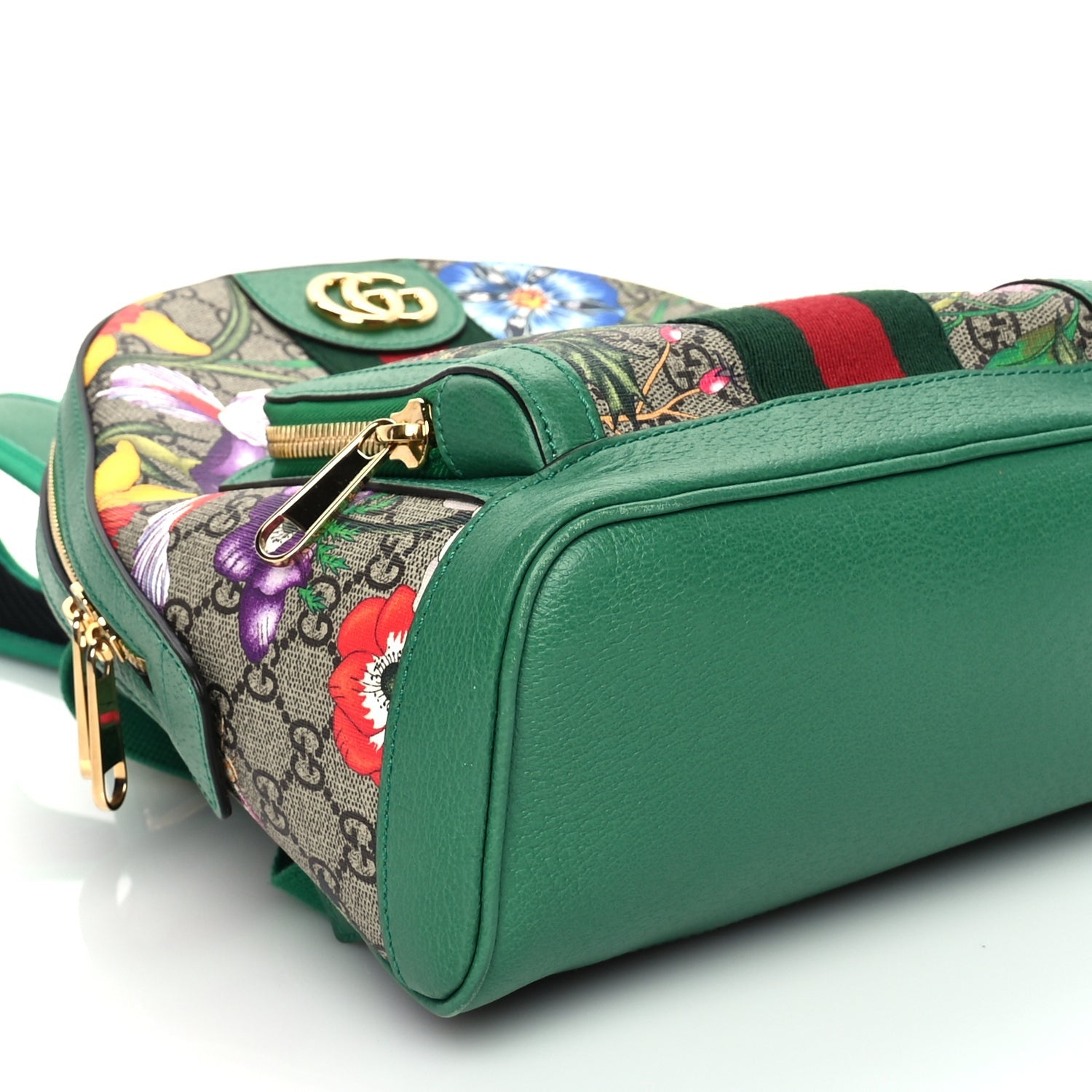 Gucci GG Supreme Monogram Flora Web Small Ophidia Day Backpack Green 7 of 8