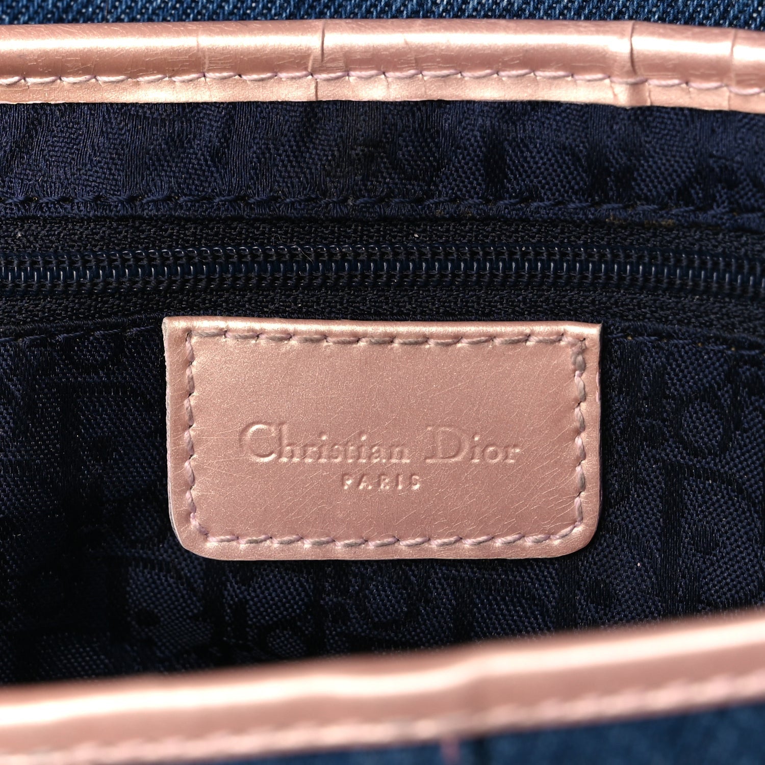 Christian Dior Patent Denim Jeans Saddle Bag Blue Pink 5 of 9