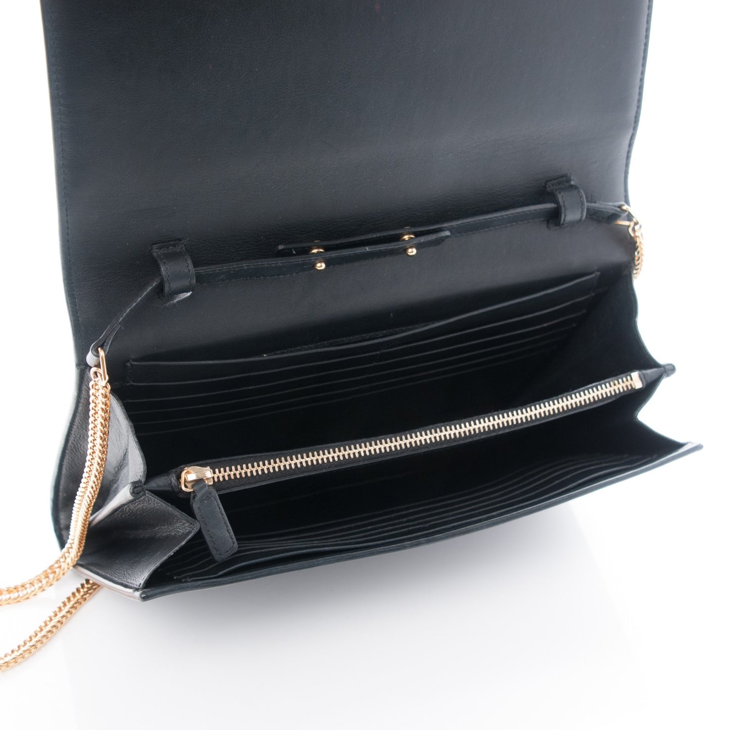 Calfskin Classic Y Chain Wallet Black