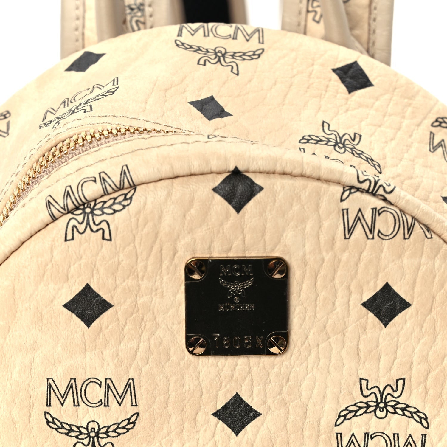 MCM Visetos Side Stud Mini Stark Backpack Beige 6 of 8