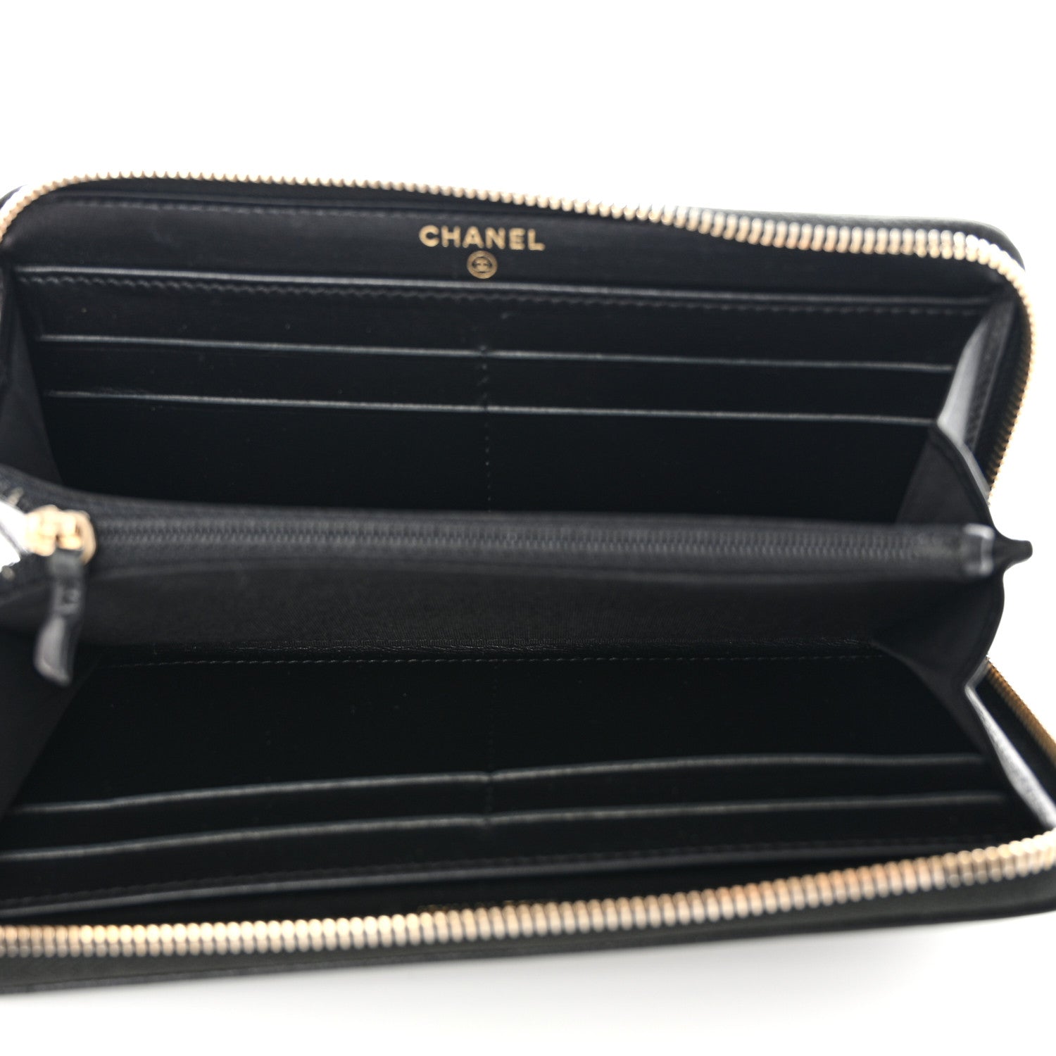 Chanel Caviar Studded Deauville Large Zip Around Wallet Black 5 of 10