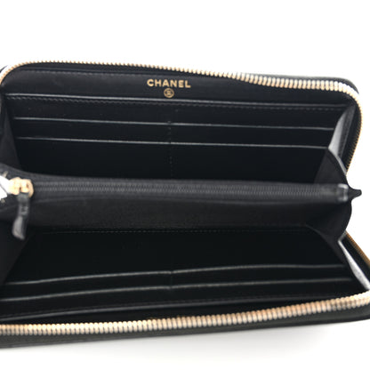 Chanel Caviar Studded Deauville Large Zip Around Wallet Black 5 of 10