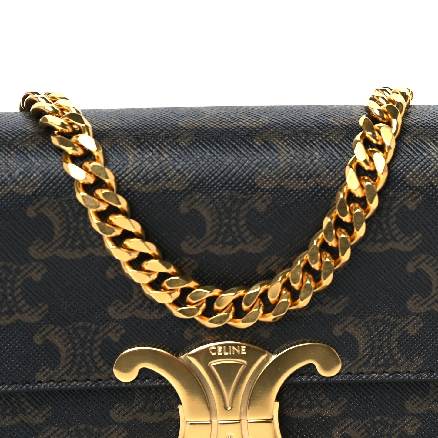 Triomphe Canvas Chain Shoulder Bag Tan