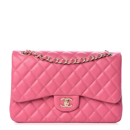 Chanel Lambskin Quilted Jumbo Double Flap Dark Pink 1 of 11