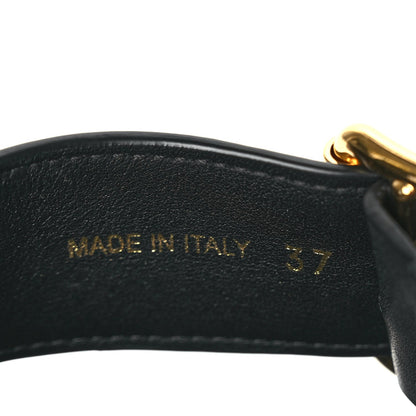 Prada Vitello Sport Metal Triangle Logo Womens Double Buckle 20mm Slide Sandals Black 8 of 9