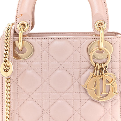 Christian Dior Metallic Lambskin Cannage Mini Lady Dior Lotus 8 of 11
