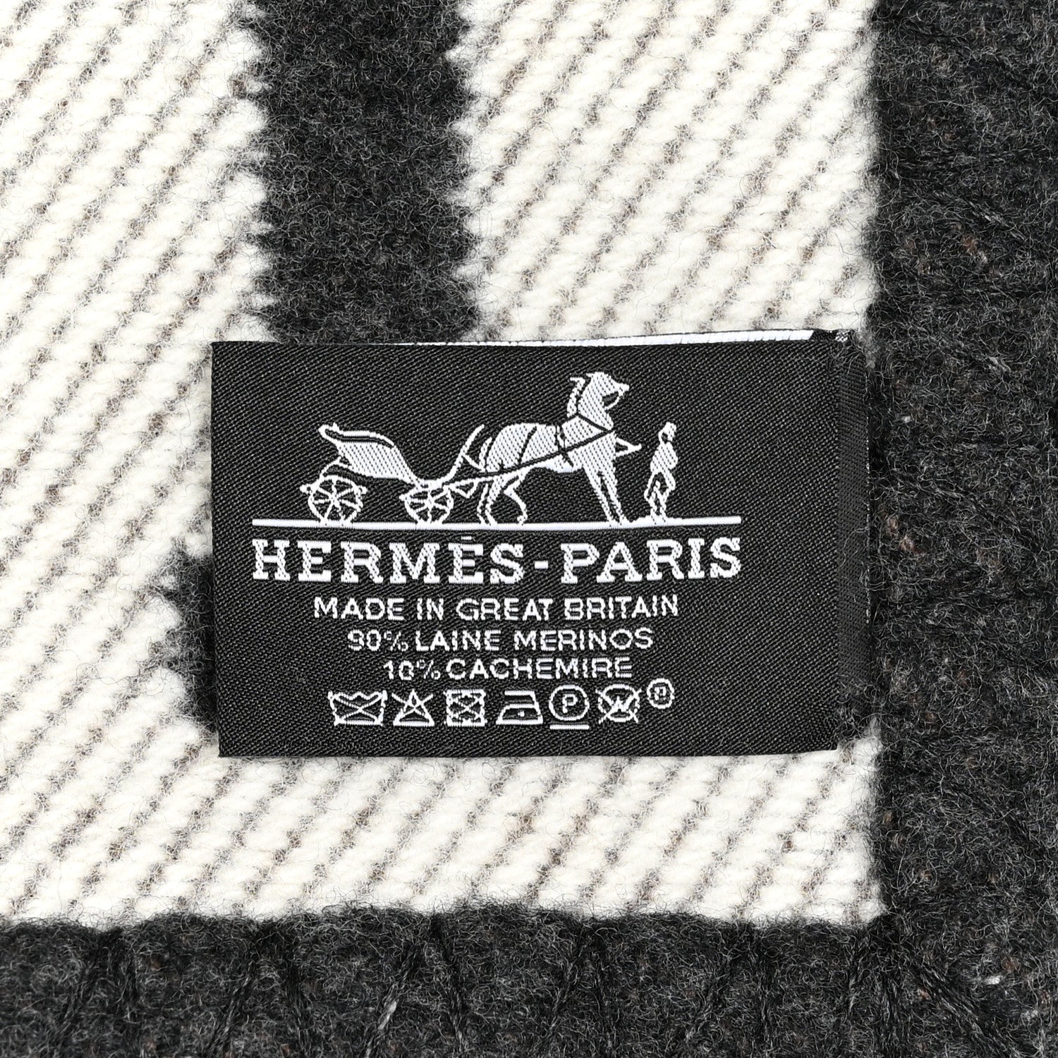 Hermes Wool Cashmere Avalon Blanket Ecru Gris Fonce 3 of 3