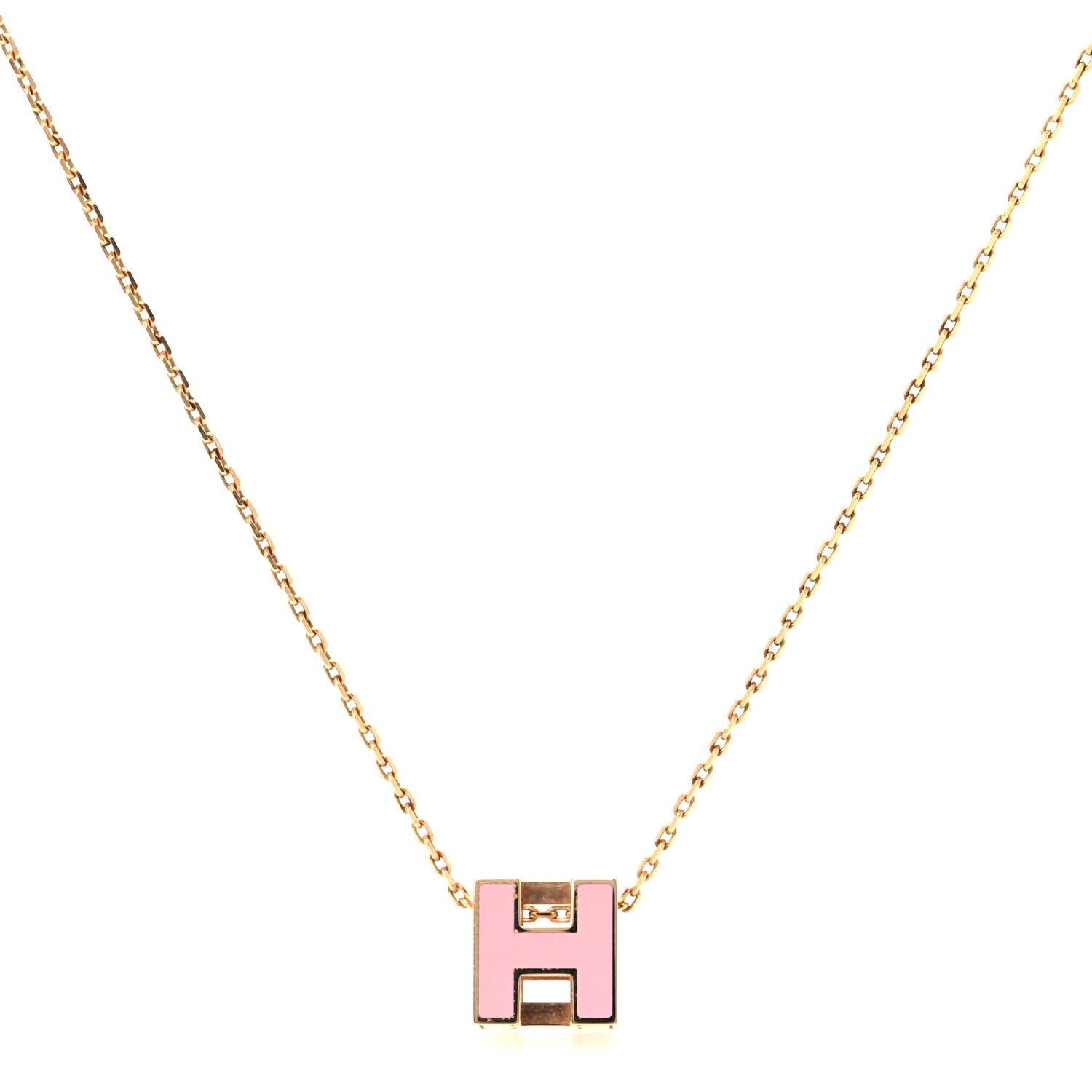 Hermes Gold Lacquered Cage d' Pendant Necklace 1 of 6