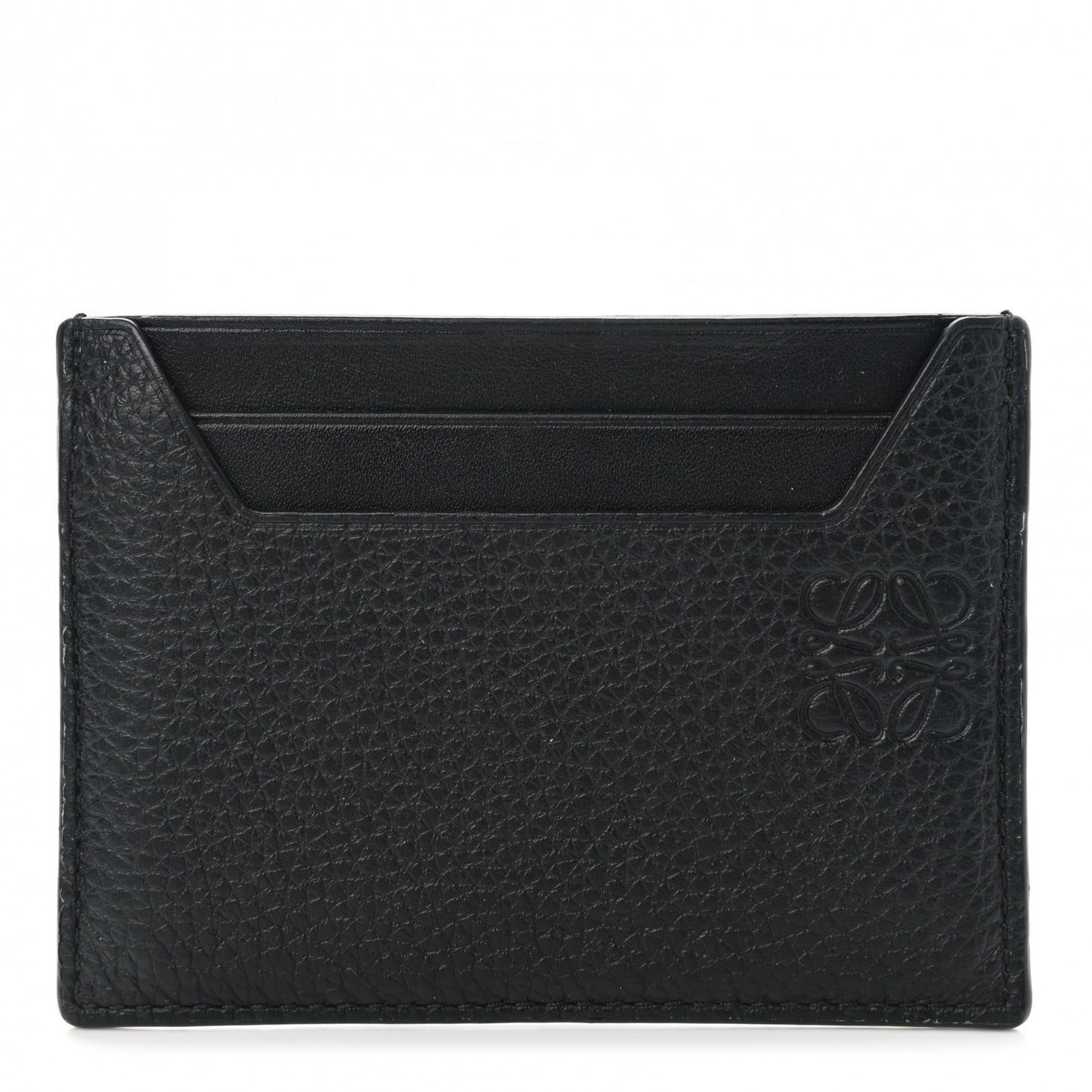 Soft Grained Calfskin Plain Card Holder Black