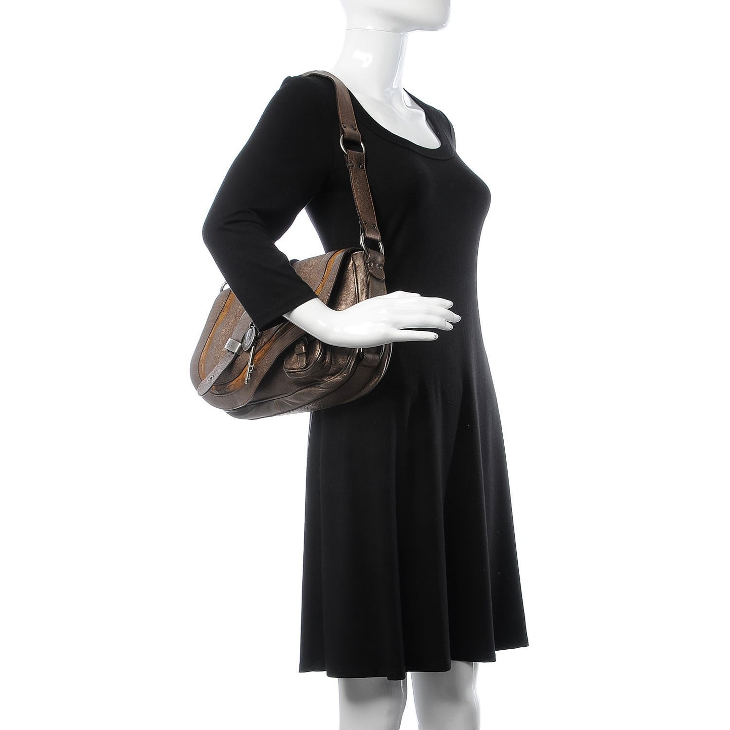 Metallic Calfskin Medium Gaucho Double Saddle Bag Bronze