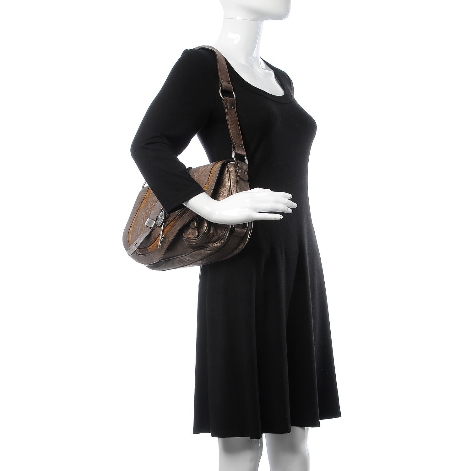 Christian Dior Metallic Calfskin Medium Gaucho Double Saddle Bag Bronze 2 of 9