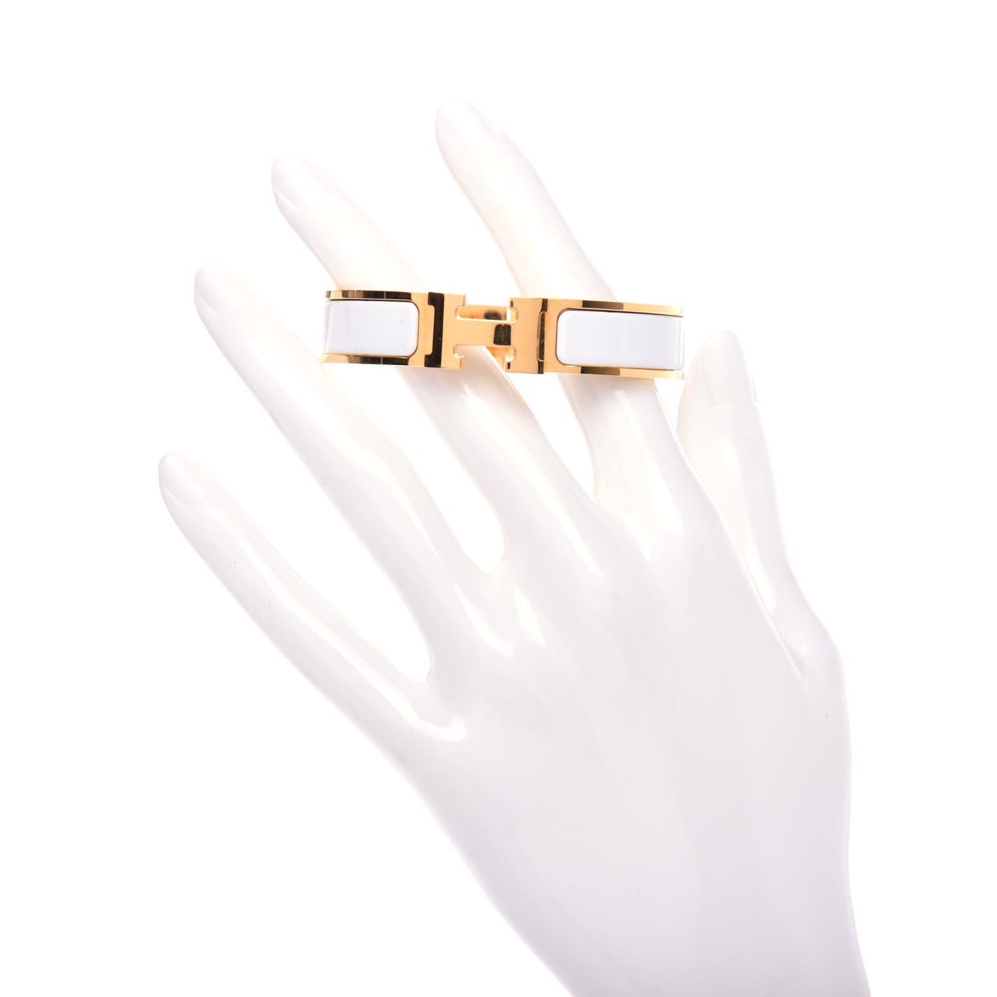 Enamel Narrow Clic Clac H Bracelet PM White