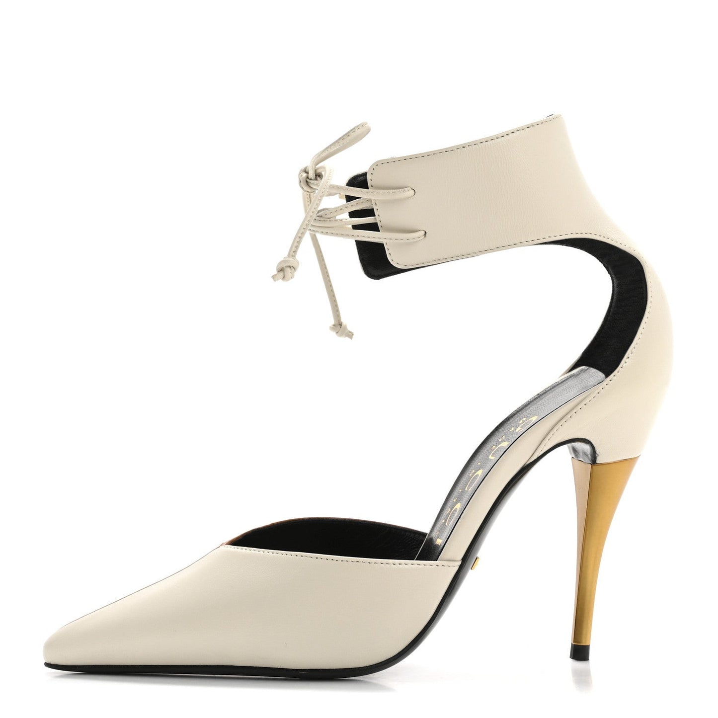 Soft Nappa Priscilla Ankle Cuff Pumps 37 Mystic White Harness Brown