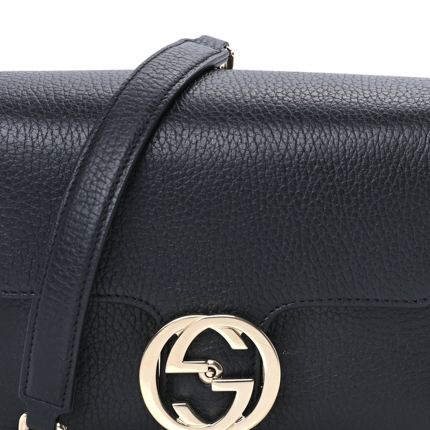 Dollar Calfskin Interlocking G Crossbody Bag Black