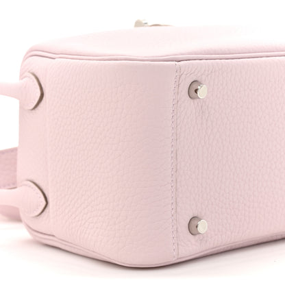 Hermes Taurillon Clemence Verso Mini Lindy 20 Mauve Pale Mushroom 10 of 11