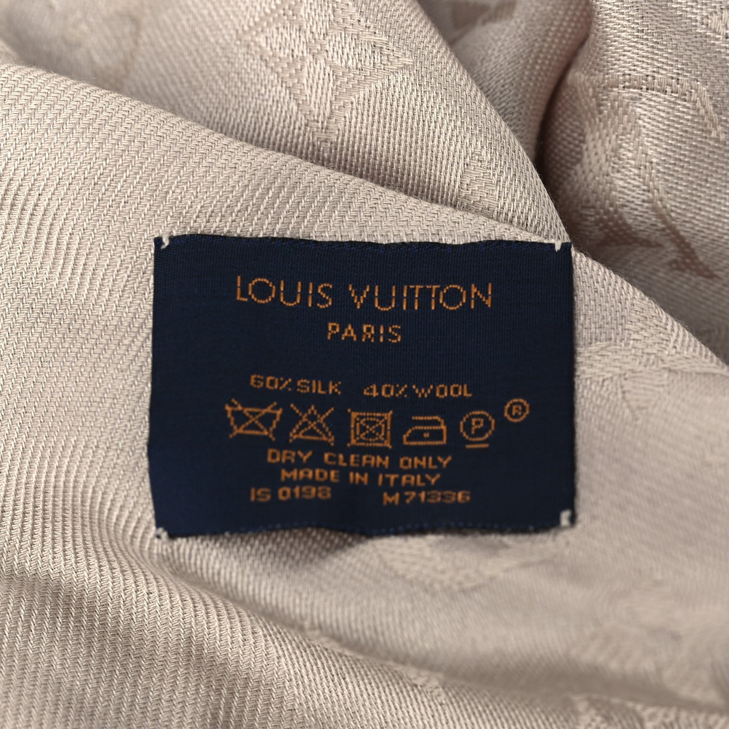 Louis Vuitton Silk Lurex Wool Monogram Shine Shawl  Greige 3 of 3