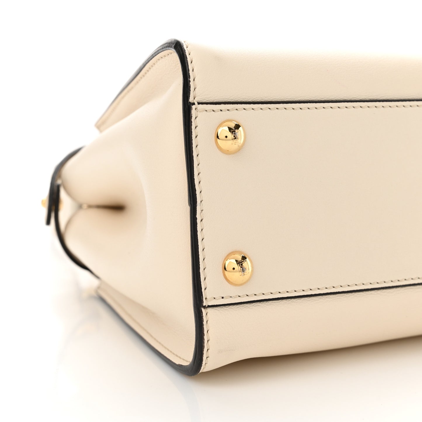 Vitello Seta Suede FF Mini Peekaboo Iconic Satchel Uovo Sigaro Marrone