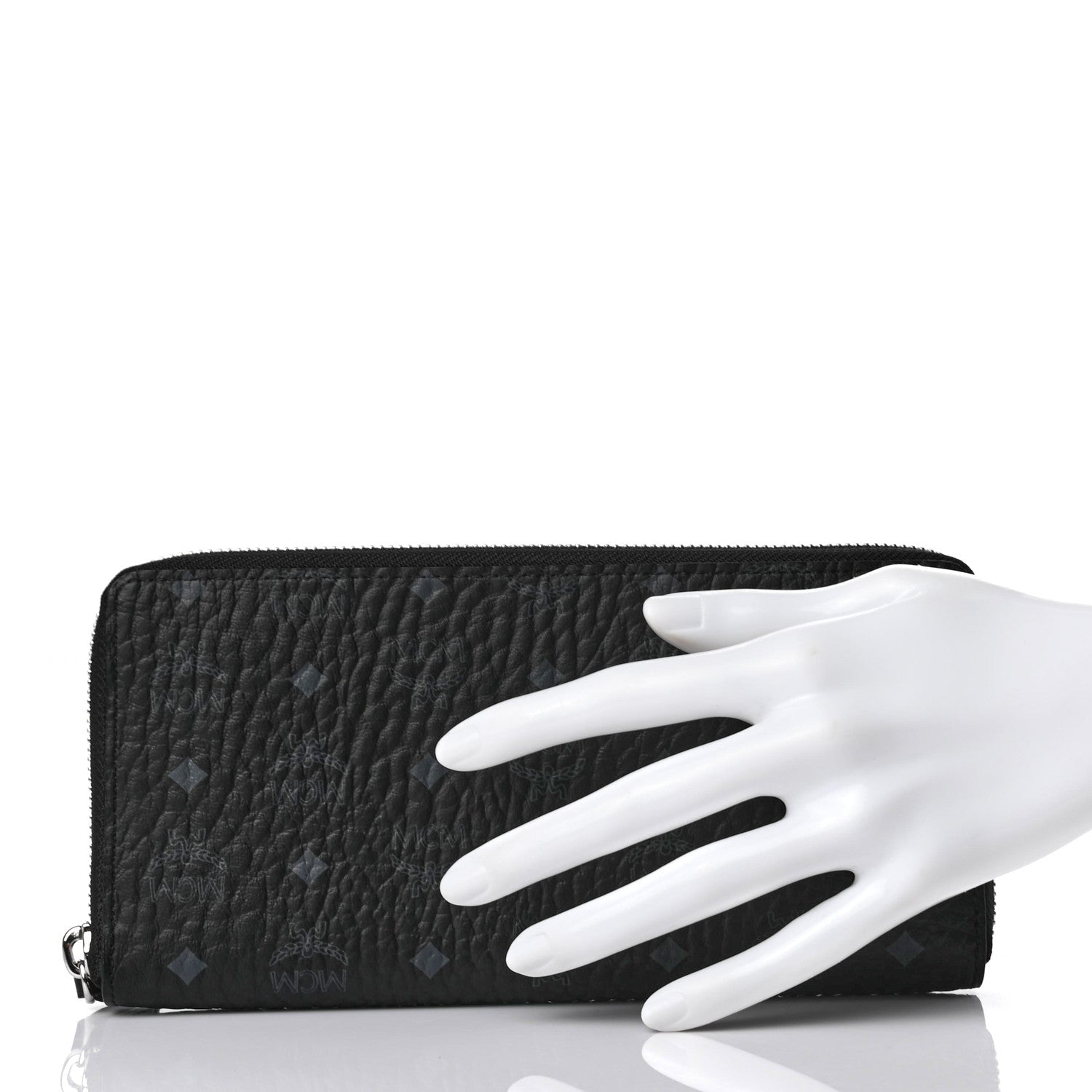 MCM Visetos Large Zip Around Wallet Black 2 of 8