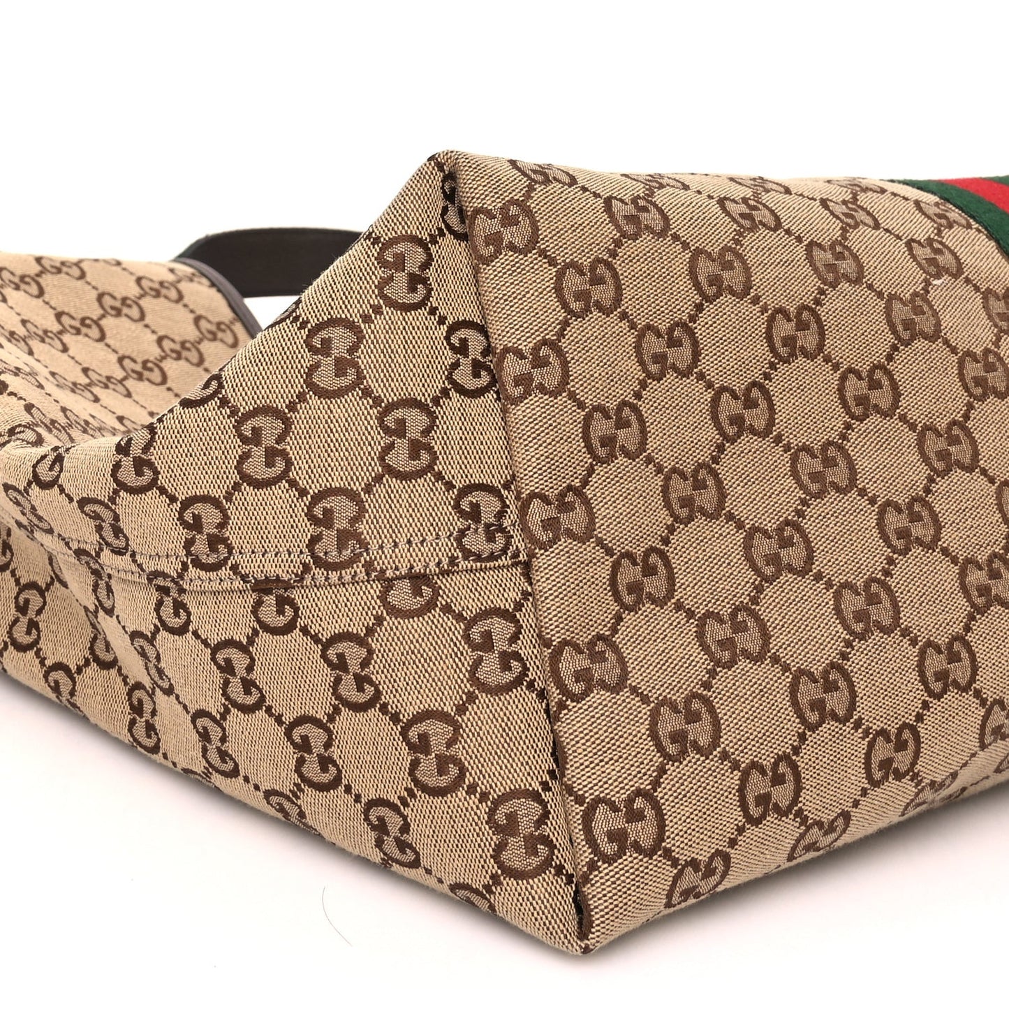 GG Supreme Monogram Web Large Giglio Tote Beige Dark Brown