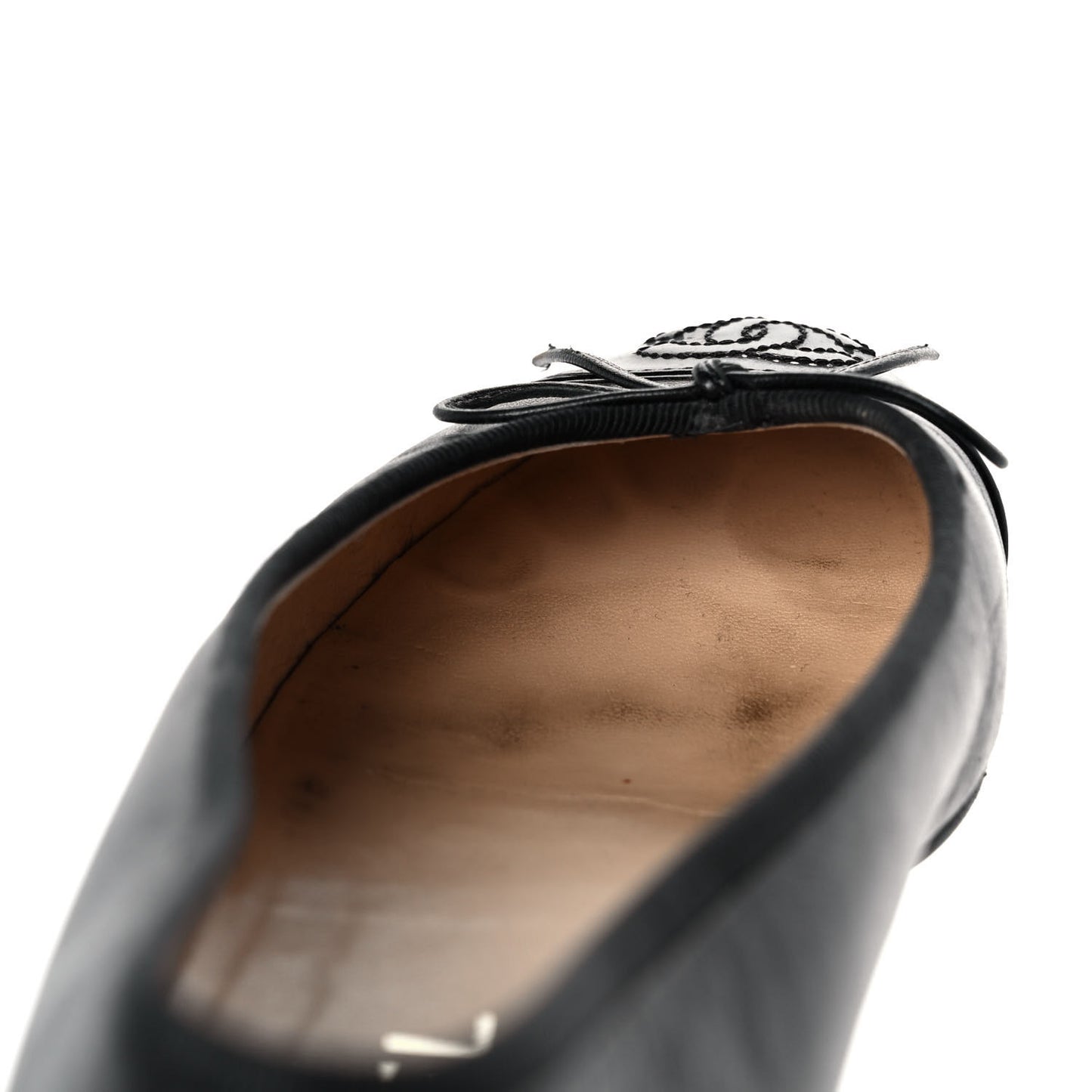 Lambskin Patent Cap Toe Ballerina Flats 37 Black