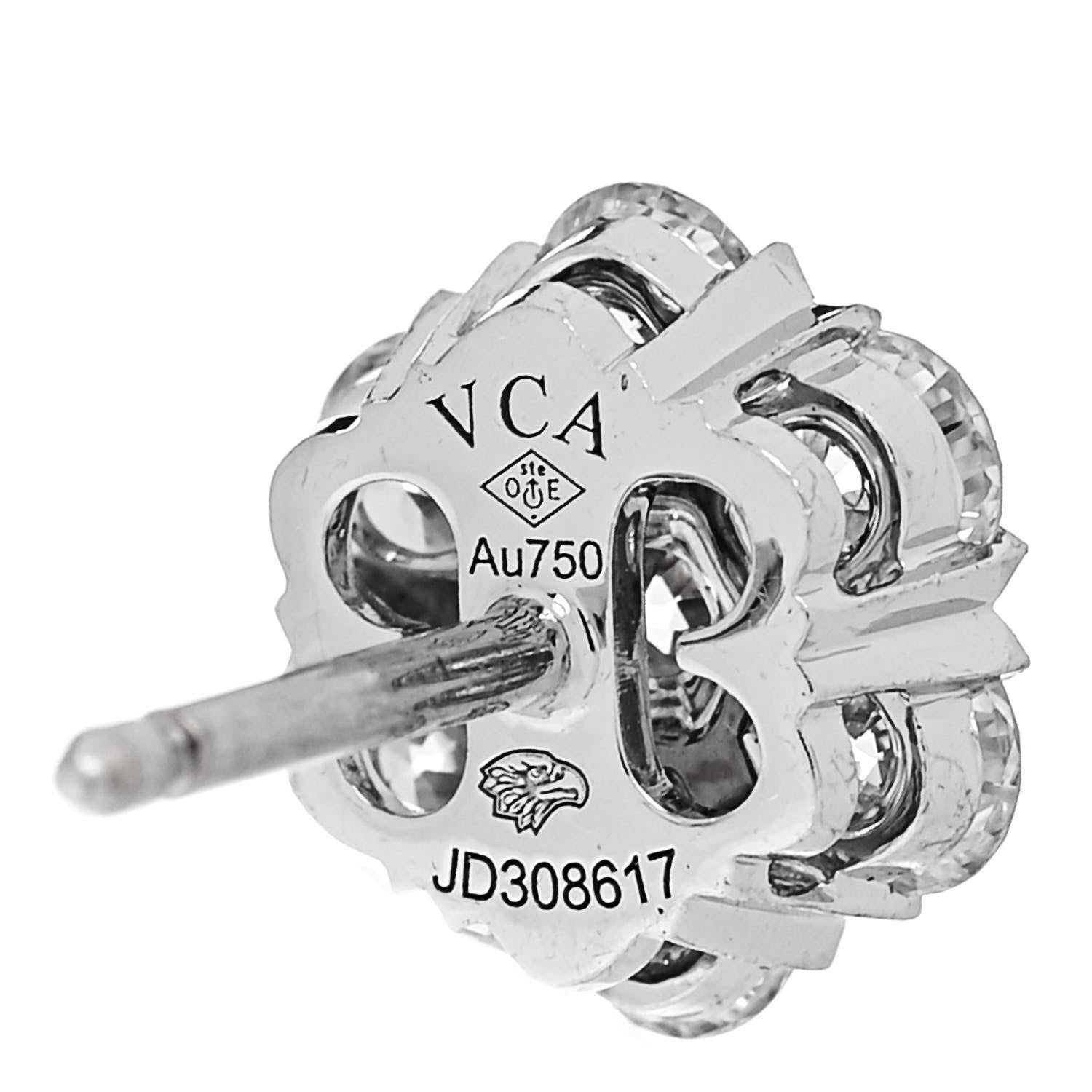 Van Cleef & Arpels 18K White Gold Diamond Fleurette Earrings 4 of 5