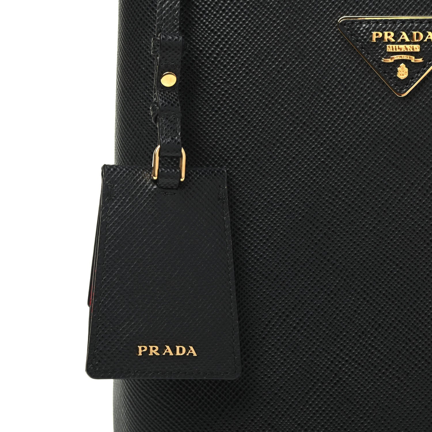 Prada Saffiano Cuir Medium Panier Bucket Bag Black Fuoco 4 of 4