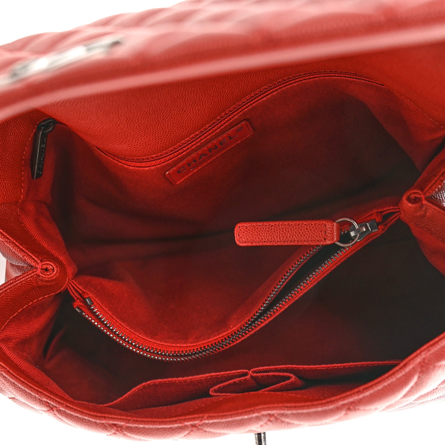 Caviar Quilted Medium Coco Handle Flap Dark Red