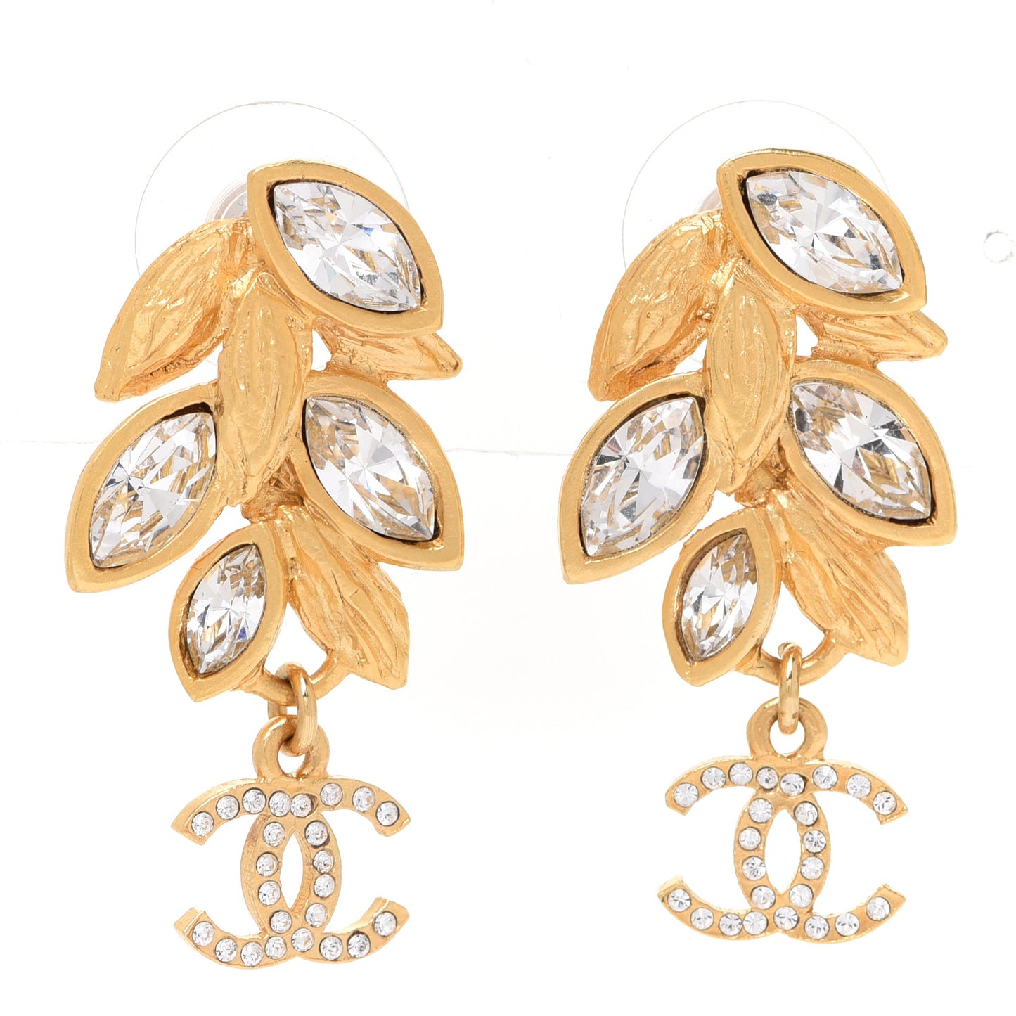 Crystal Sparkling Wheat CC Drop Earrings Gold